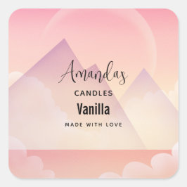 Pegatina Cuadrada Dreamy Pastel Mountain Landscape Candle Business
