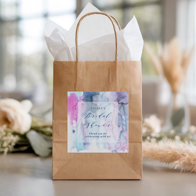 Pegatina Cuadrada Dreamy Spring Bridal Shower Favor Label Stickers (Subido por el creador)