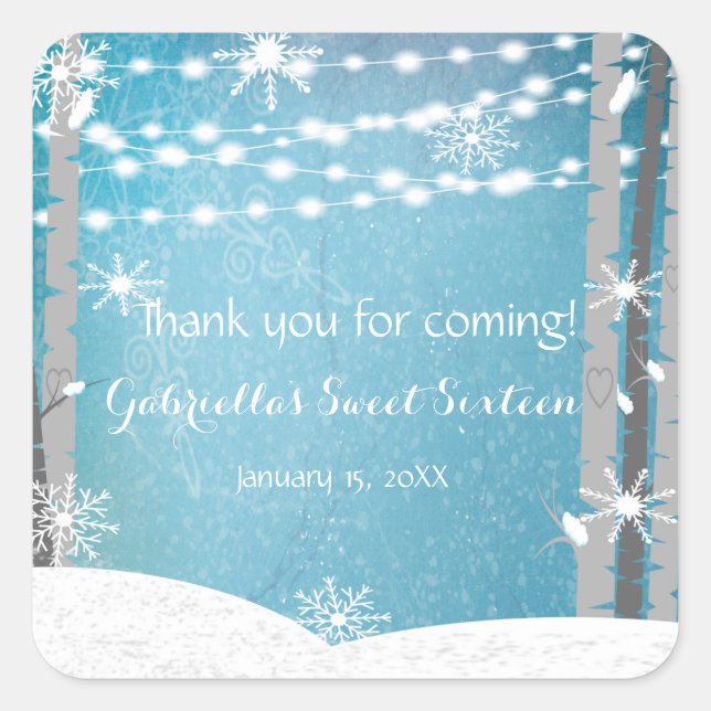 Pegatina Cuadrada Dreamy Woodland Forest Sweet 16 Pegatinas (Anverso)