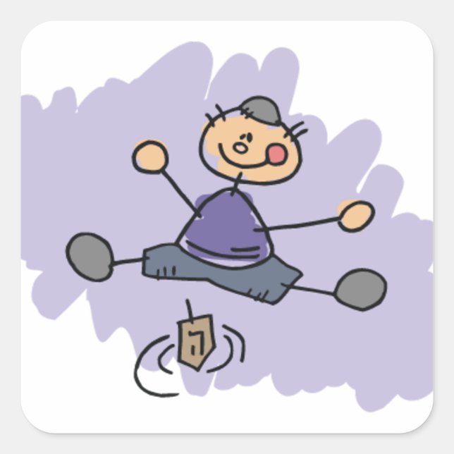 Pegatina Cuadrada Dreidel Boy (Anverso)