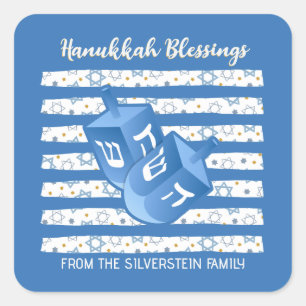 Pegatina Cuadrada Dreidel Personalizado Hanukkah