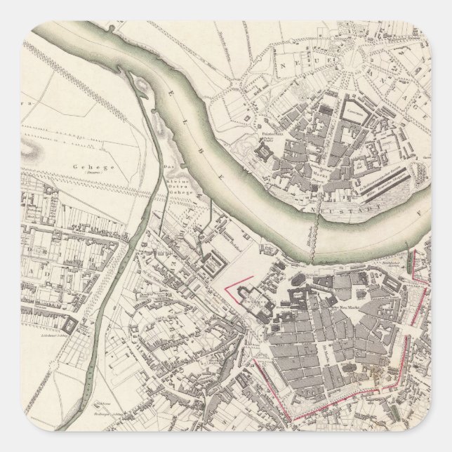 Pegatina Cuadrada Dresden (Anverso)