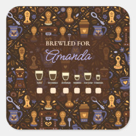 Pegatina Cuadrada Drink selector cup sticker — folk coffee badge