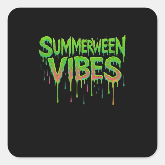 Pegatina Cuadrada Drip Summerween Vibes Spooky Fun Classic (Anverso)