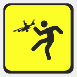 Pegatina Cuadrada Drones de advertencia