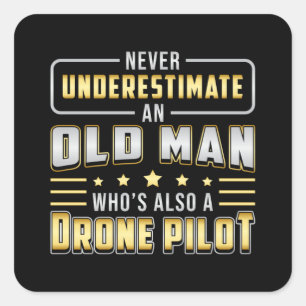 Pegatina Cuadrada Drones piloto de drones Cámara Quadcopter Idea de