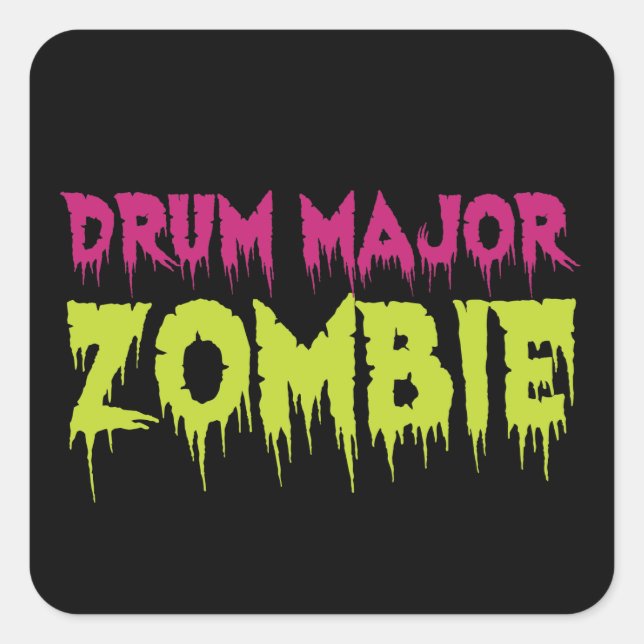 Pegatina Cuadrada Drum Major Zombie (Anverso)