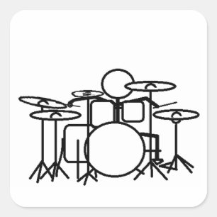 Pegatina Cuadrada Drummer