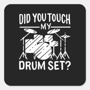 Pegatina Cuadrada Drummer - Mi juego de tambores