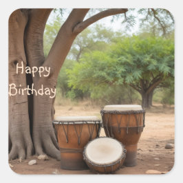 Pegatina Cuadrada Drums africanos