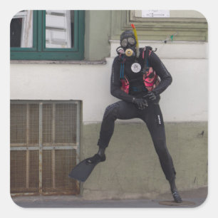 Pegatina Cuadrada Dry Scuba Diver