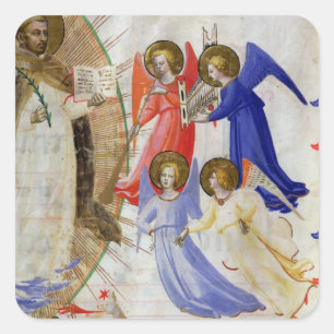 Pegatina Cuadrada ds 558 f.67v St. Dominic con cuatro ángeles musica
