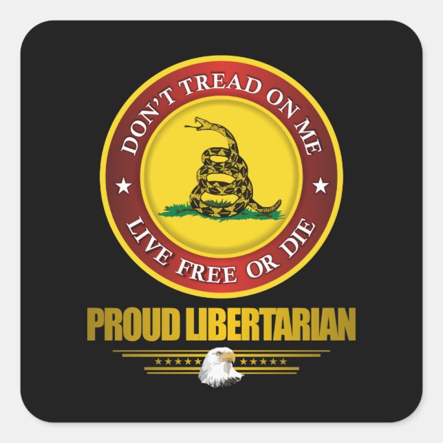 Pegatina Cuadrada DTOM - Orgulloso Libertario (Anverso)
