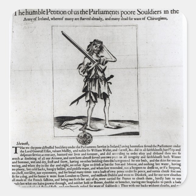 Pegatina Cuadrada Dublin Broadsheet, 1647 (Anverso)