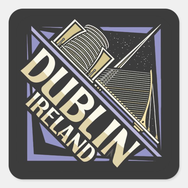 Pegatina Cuadrada Dublin Irlanda (Anverso)
