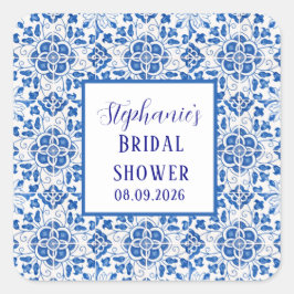 Pegatina Cuadrada Ducha azul mediterránea azul de azulejos portugues