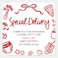 Ducha de bebé de entrega especial dibujada a mano 