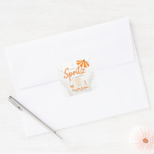 Pegatina Cuadrada Ducha de bebé de lunares naranjas para bebé Spritz