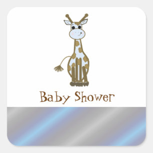 Pegatina Cuadrada Ducha de Bebé Jirafa de Dibujos Animados Adorable