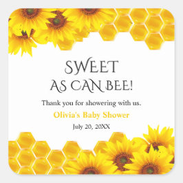 Pegatina Cuadrada Ducha de Bebé Mamá Abeja a Cría Panal Amarillo