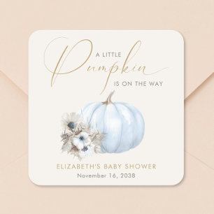 Pegatina Cuadrada Ducha de bebé niño de otoño Little Pumpkin