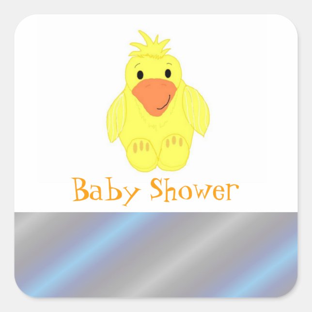 Pegatina Cuadrada Ducha de bebé Pato Amarillo (Anverso)