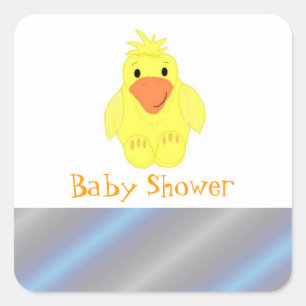 Pegatina Cuadrada Ducha de bebé Pato Amarillo