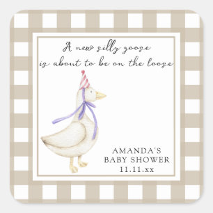 Pegatina Cuadrada Ducha de bebé Silly Goose 
