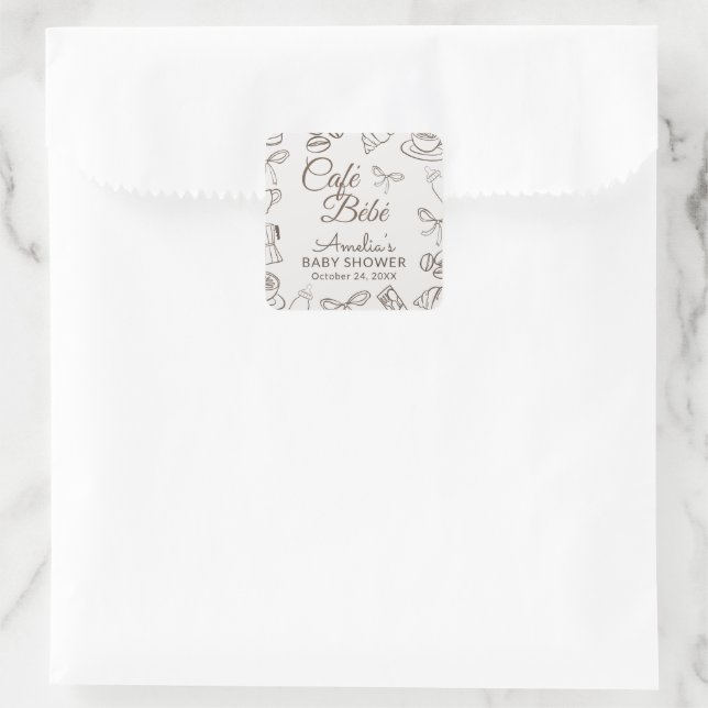 Pegatina Cuadrada Ducha de Café Bebe Caprichosa  (Bolso)