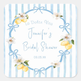 Pegatina Cuadrada Ducha de limón de limón costero de mano de mano de