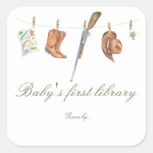 Pegatina Cuadrada Ducha de Little Hunter Baby - primera biblioteca d