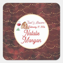 Pegatina Cuadrada Ducha de Novia Amor al Estilo Italiano