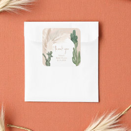 Pegatina Cuadrada ducha de novia boho cactus pampas arco desierto 