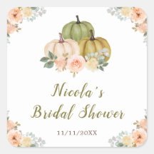 Ducha de novia con calabazas florales en verde sal