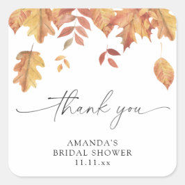 Pegatina Cuadrada Ducha de novia de hojas que caen