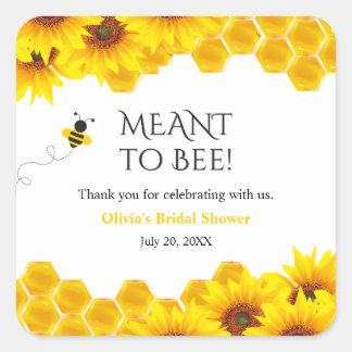 Pegatina Cuadrada Ducha de novia de panal de abeja amarillo