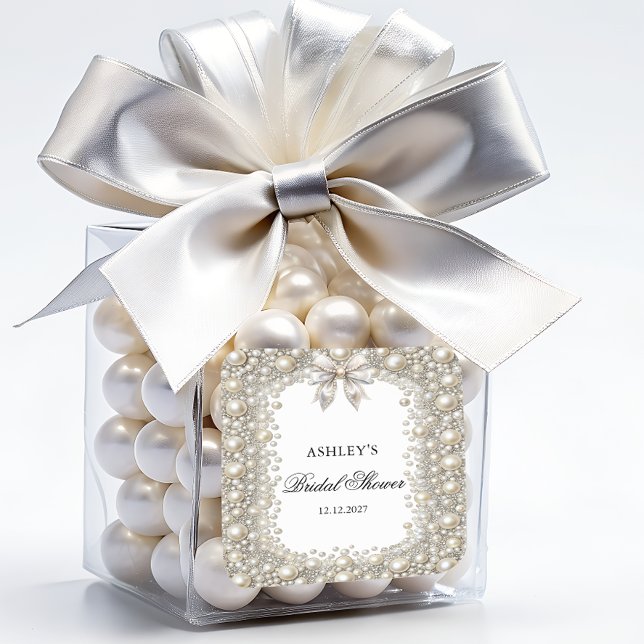 Pegatina Cuadrada Ducha de Novia Diamantes y Perlas (Subido por el creador)