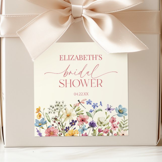 Pegatina Cuadrada Ducha de Novia Flor Silvestre Floral (Subido por el creador)