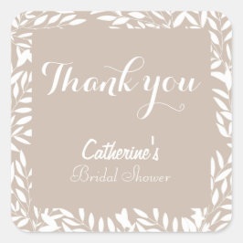 Pegatina Cuadrada Ducha de Novia Hojas Beige
