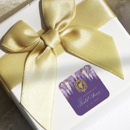 Pegatina Cuadrada Ducha de novia morada