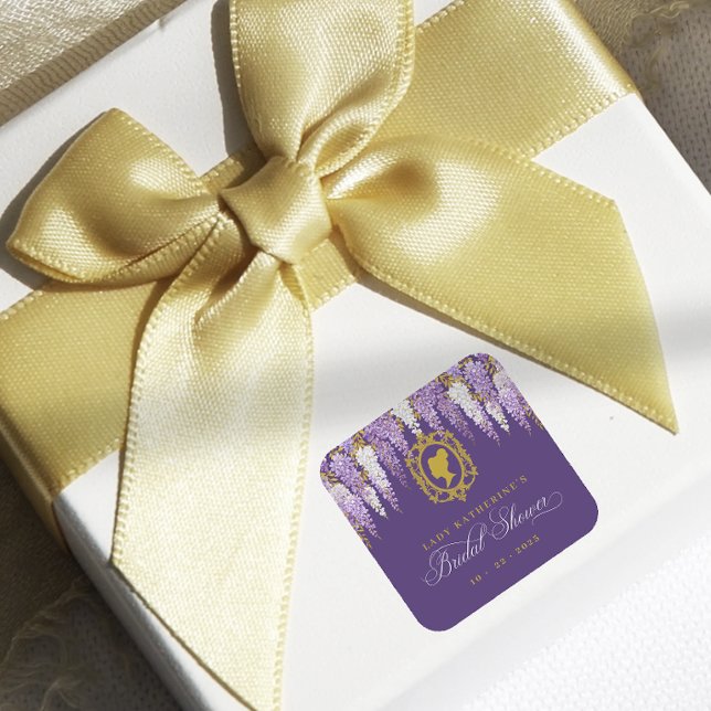 Pegatina Cuadrada Ducha de novia morada (Subido por el creador)