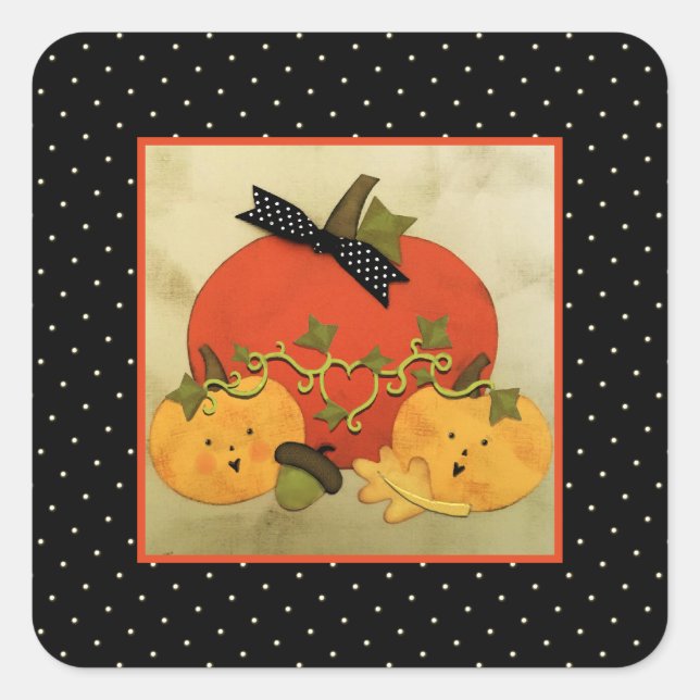 Pegatina Cuadrada Ducha de novias de Halloween de octubre (Anverso)