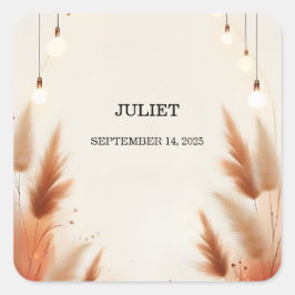 Pegatina Cuadrada Ducha de novias rustica Boho Otumn Ombre Brown