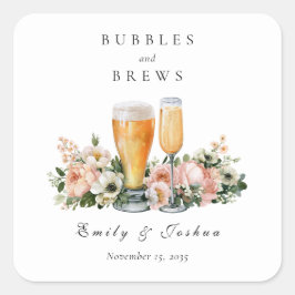 Pegatina Cuadrada Ducha de Parejas Burbujas y Cervezas