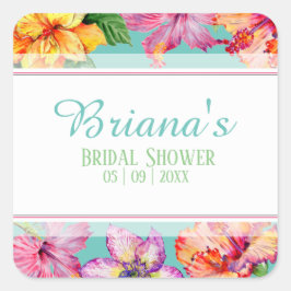 Pegatina Cuadrada Ducha tropical hibiscus