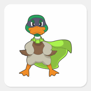 Pegatina Cuadrada Duck Hero Cape
