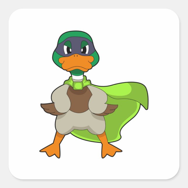 Pegatina Cuadrada Duck Hero Cape (Anverso)