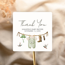 Pegatina Cuadrada Duck Hunting Baby Shower