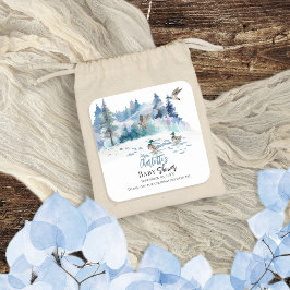 Pegatina Cuadrada Ducks Woodland Forest Nature Boy Baby Shower
