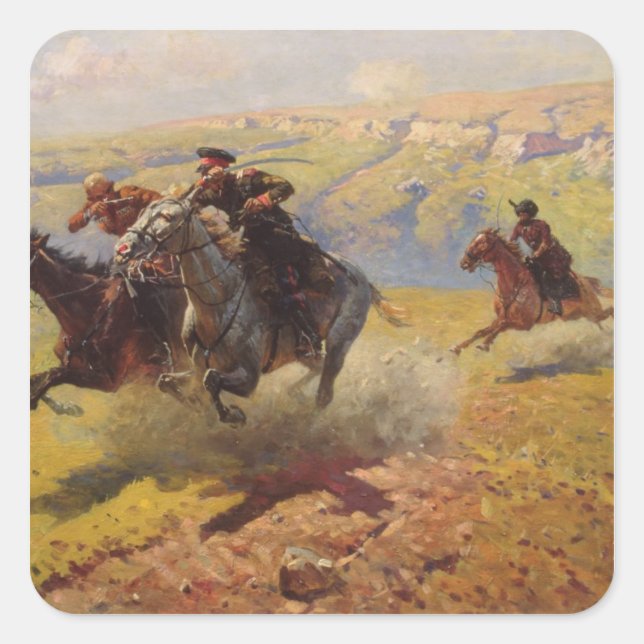 Pegatina Cuadrada Duel, 1905 (Anverso)